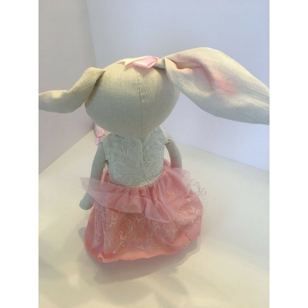 Farmhouse Easter Bunny Shelf Sitters Linen Rabbit Couple Spring Mantel Decor - Picture 5 of 11